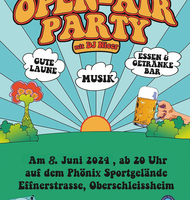 Einla­dung zur Open Air Party auf dem Phönix-Sport­ge­lände