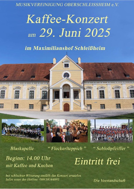 Kaffeekonzert der Musikvereinigung Oberschleißheim e.V: Ein musikalischer Nachmittag in historischem Ambiente – ideal für die ganze Familie!!