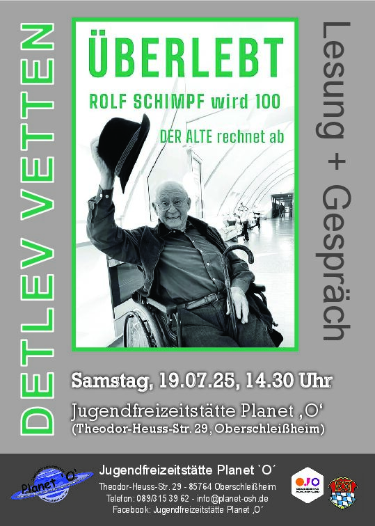 Themennachmittag im Planet 'O': Detlev Vetten über den "Alten" Rolf Schimpf und das Thema "Alt werden in einem reichen Land"