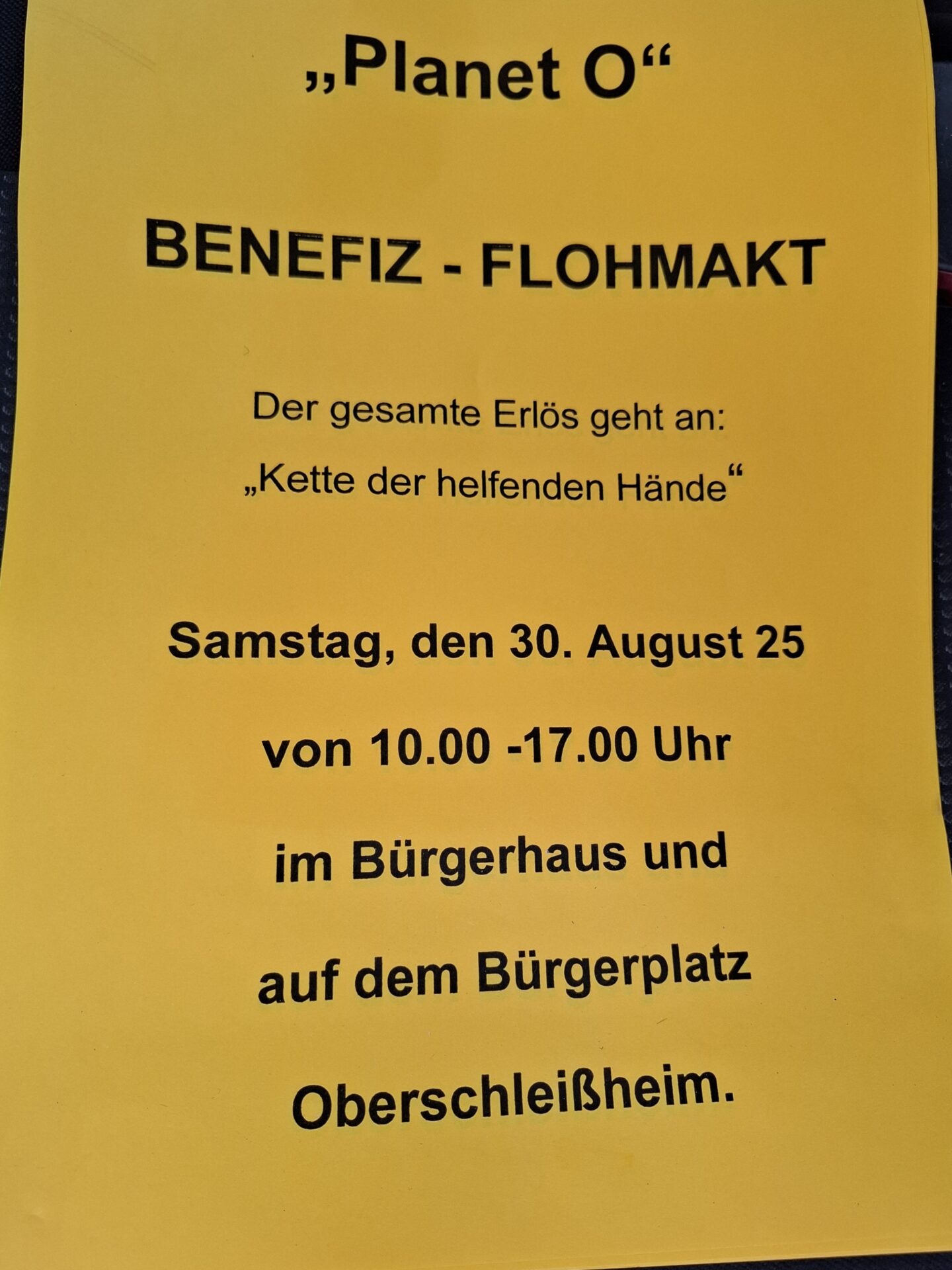 Planet 'O': Benefiz-Flohmarkt
