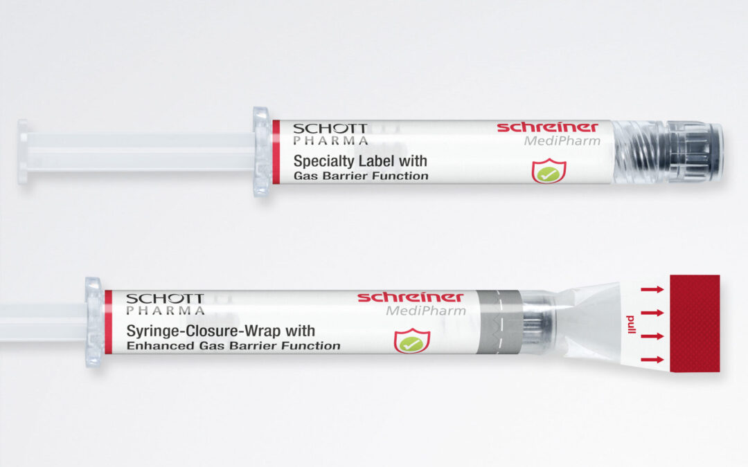 Funk­ti­ons­la­bels mit inte­grierter Gasbar­riere von Schreiner Medi­Pharm redu­zieren Sauer­stoff­ein­tritt in COC-Spritzen deut­lich